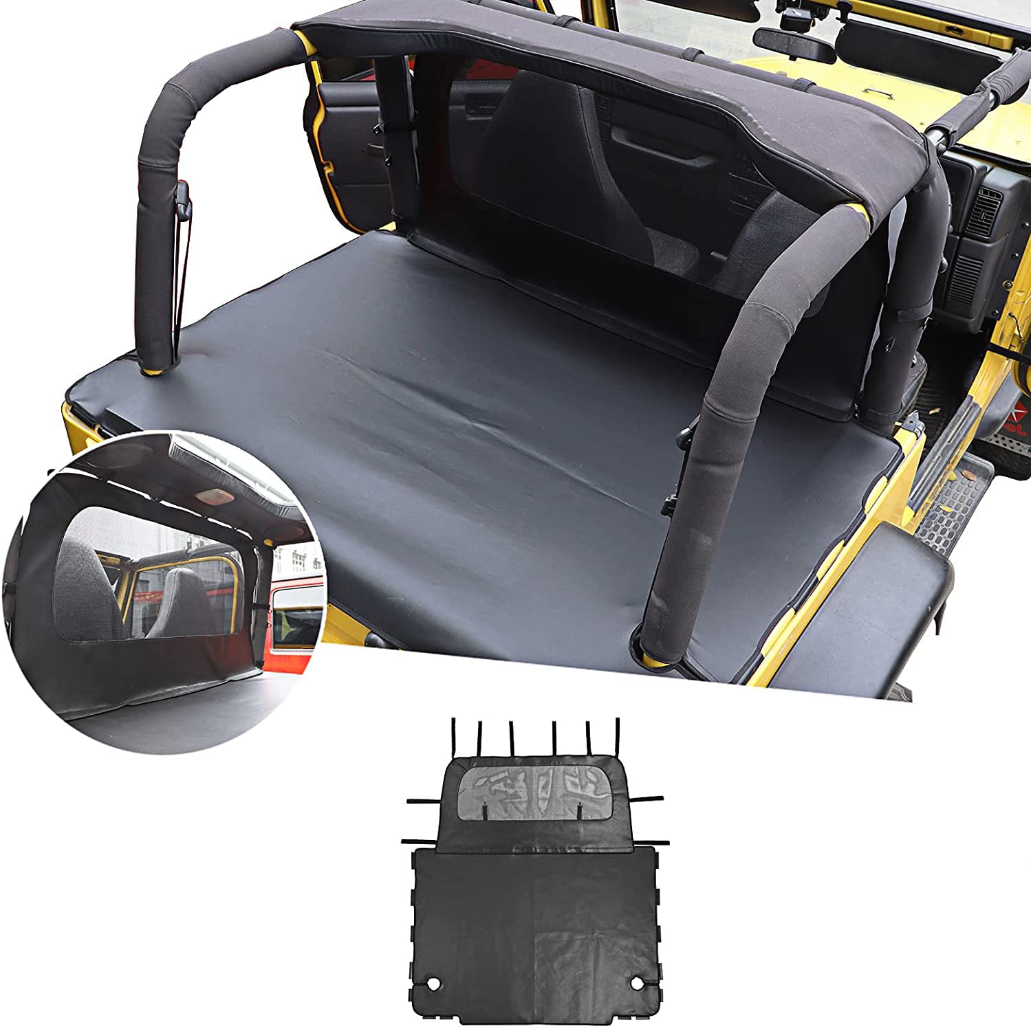 Premium Leather Cargo Mat Cover for 1997-2006 Jeep Wrangler TJ - Heavy Duty Seat Protector, Waterproof Trunk Liner - Perfect for Off-Roading, Camping & Outdoor Adventures