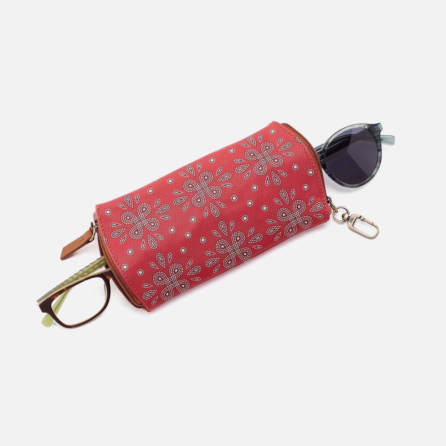 Premium Spark Double Eyeglass Case in Coated Canvas - Red Journey Bandana Print | Protective Eyewear Storage for Travel, Work & Daily Use