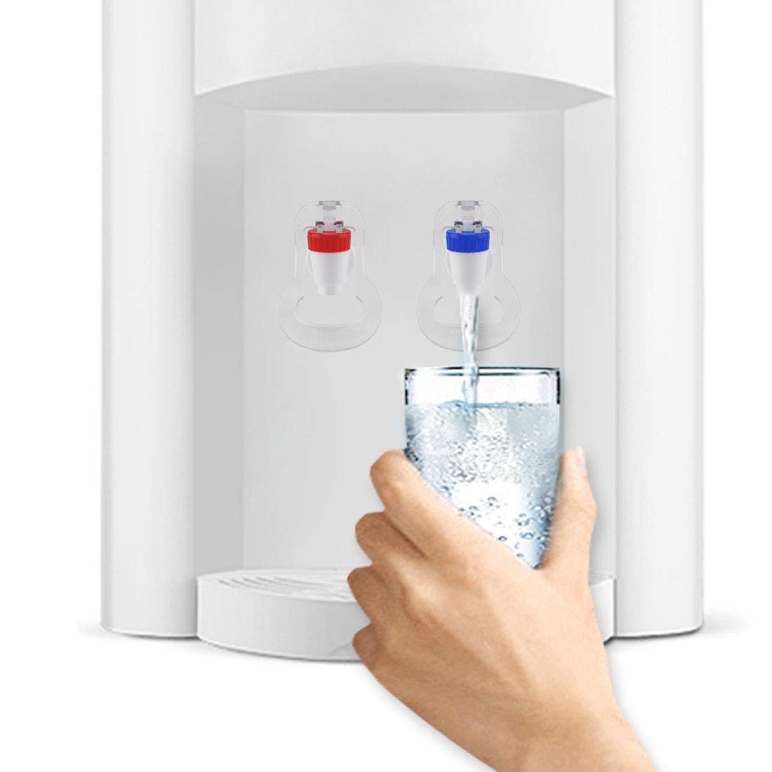 uxcell Red and Blue Plastic Water Cooler Faucet - Hot & Cold Water Dispenser Spigot with Adapter (2 Pack) - Perfect for Office, Home, or Commercial Water Cooler Replacements