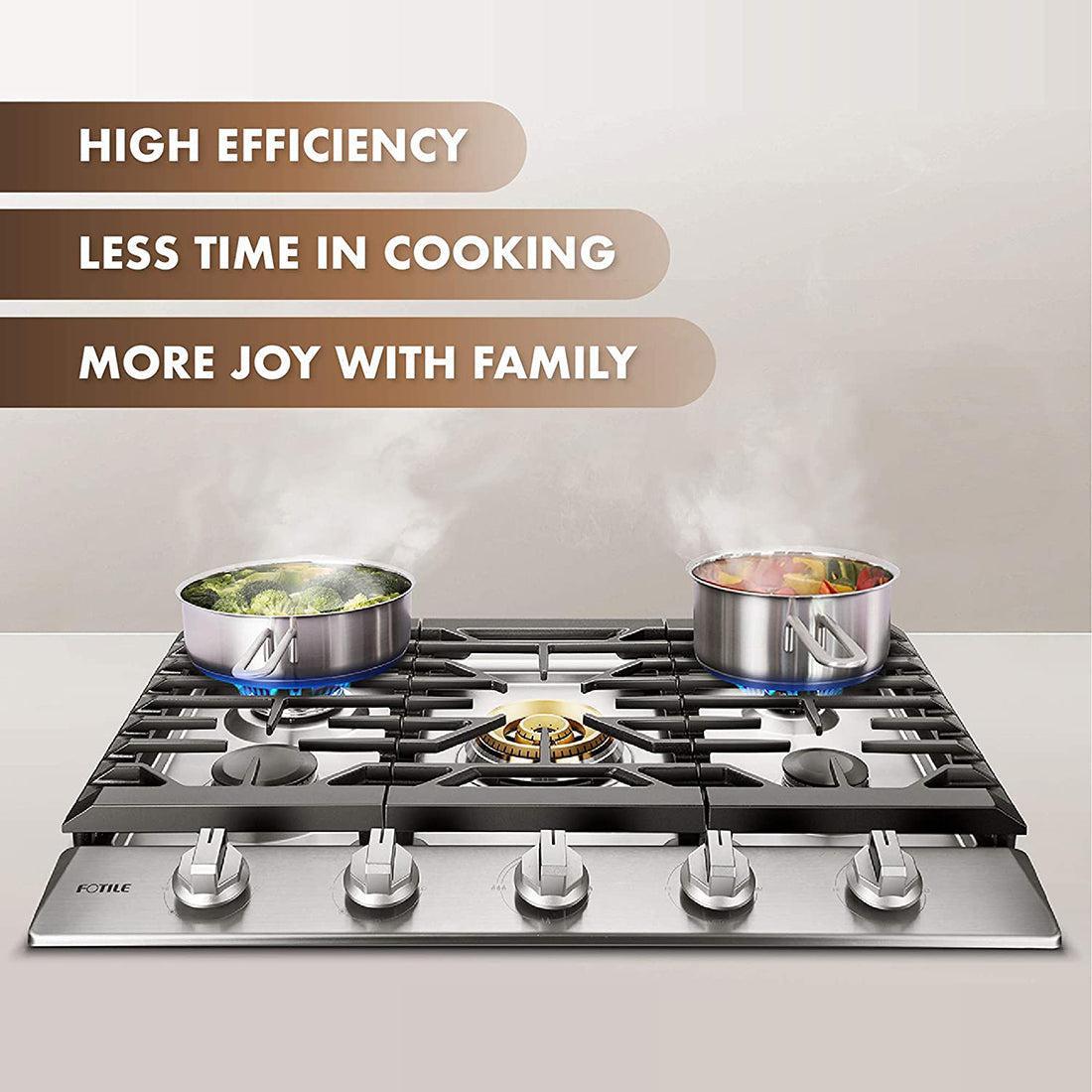 Fotile GLS30501 30-Inch 5-Burner Stainless Steel Gas Cooktop - Tri Ring Series for Professional Cooking | Perfect for Home Kitchens & Restaurant Use