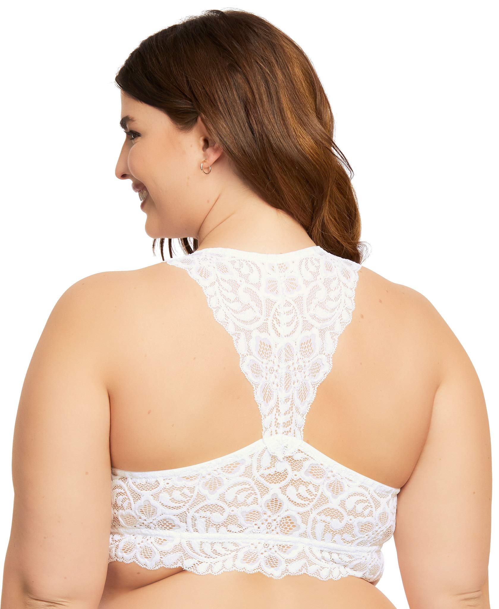Plus Size Lace Bralette for Women - Wireless Unpadded Sexy Racerback Bra D to F Cups | Comfortable Everyday Wear & Sleep Lingerie