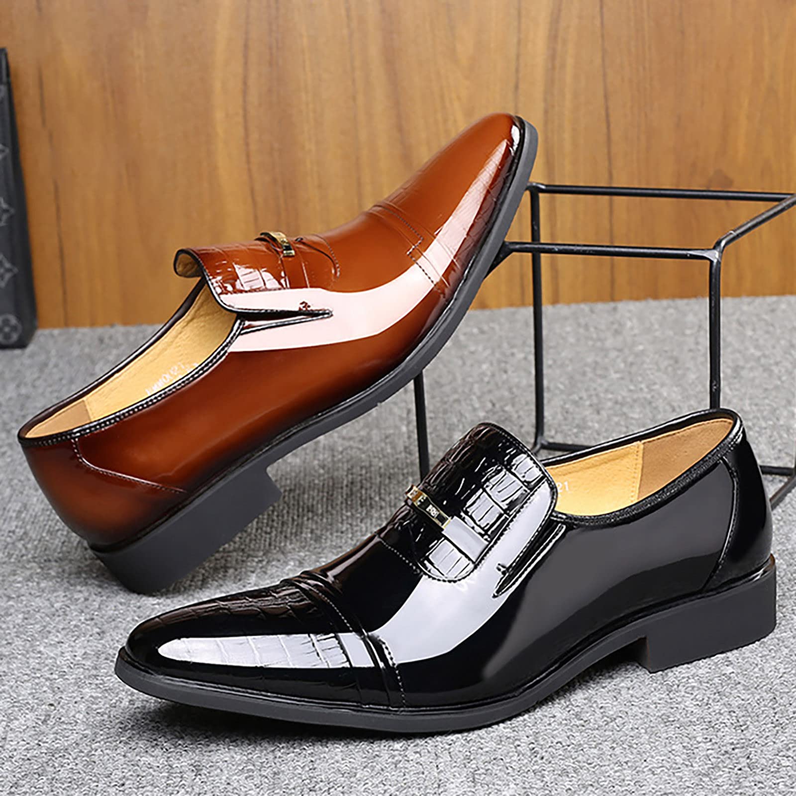 **Premium Men's Leather Boat Shoes - Business Casual Oxfords with British Splicing Design - Ideal for Office, Travel & Outdoor Activities**