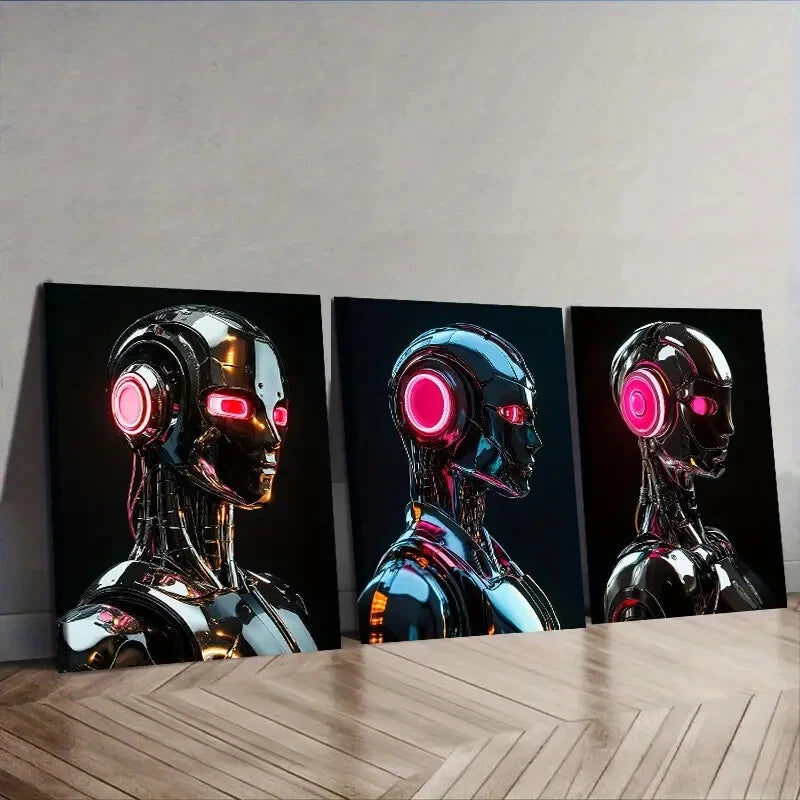 3-Piece Astronauts on the Moon Wall Art Set - Framed Canvas Prints 40x60cm - High Quality Australian Made Space-Themed Decor - Perfect for Living Room, Bedroom or Office Decoration