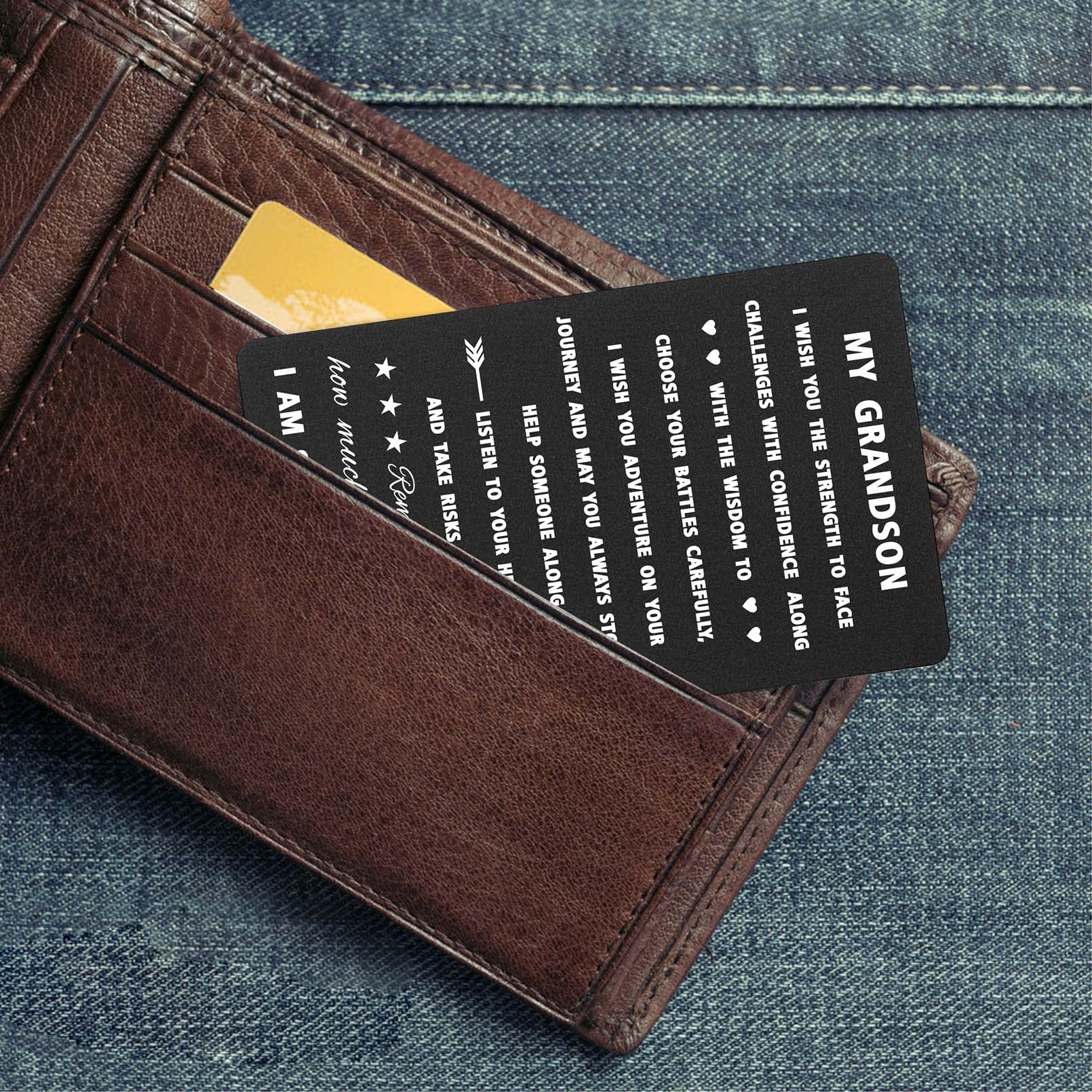 Unique Grandson Wallet Card - Thoughtful Graduation, Christmas, Valentine's & Father's Day Gift for Grandson | Perfect Keepsake for Special Occasions
