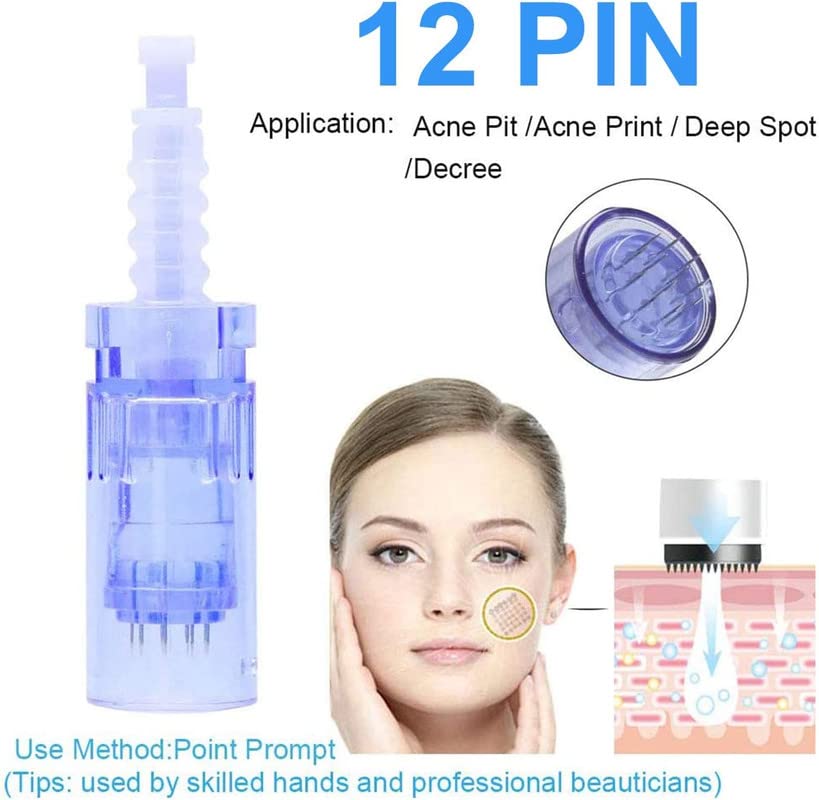 5Pcs 12-Pin Microneedling Pen Replacement Cartridges - Professional Derma Roller Refills for Skin Rejuvenation & Anti-Aging - Perfect for At-Home Facial Treatments & Beauty Care