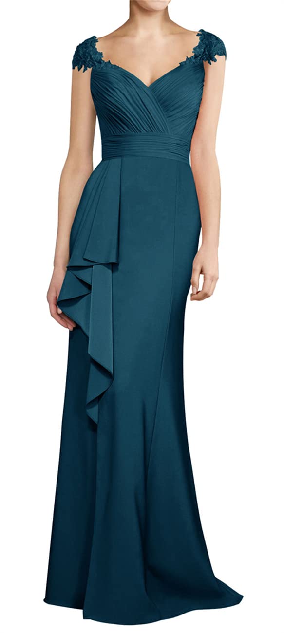 Elegant V-Neck Lace Mother of the Bride Dresses - Long Chiffon Formal Evening Gowns for Wedding Guests - Sleeveless Women's Special Occasion Dress for Weddings, Parties & Formal Events