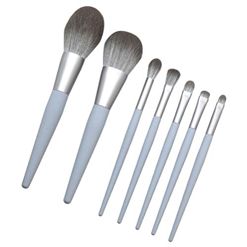 Healifty 7-Piece Makeup Brush Set - Travel Friendly Cosmetic Brushes with Plastic Cone Handle - Foundation, Blending, Eyeshadow & Powder Brushes - Perfect for On-the-Go Makeup Application & Beauty Essentials