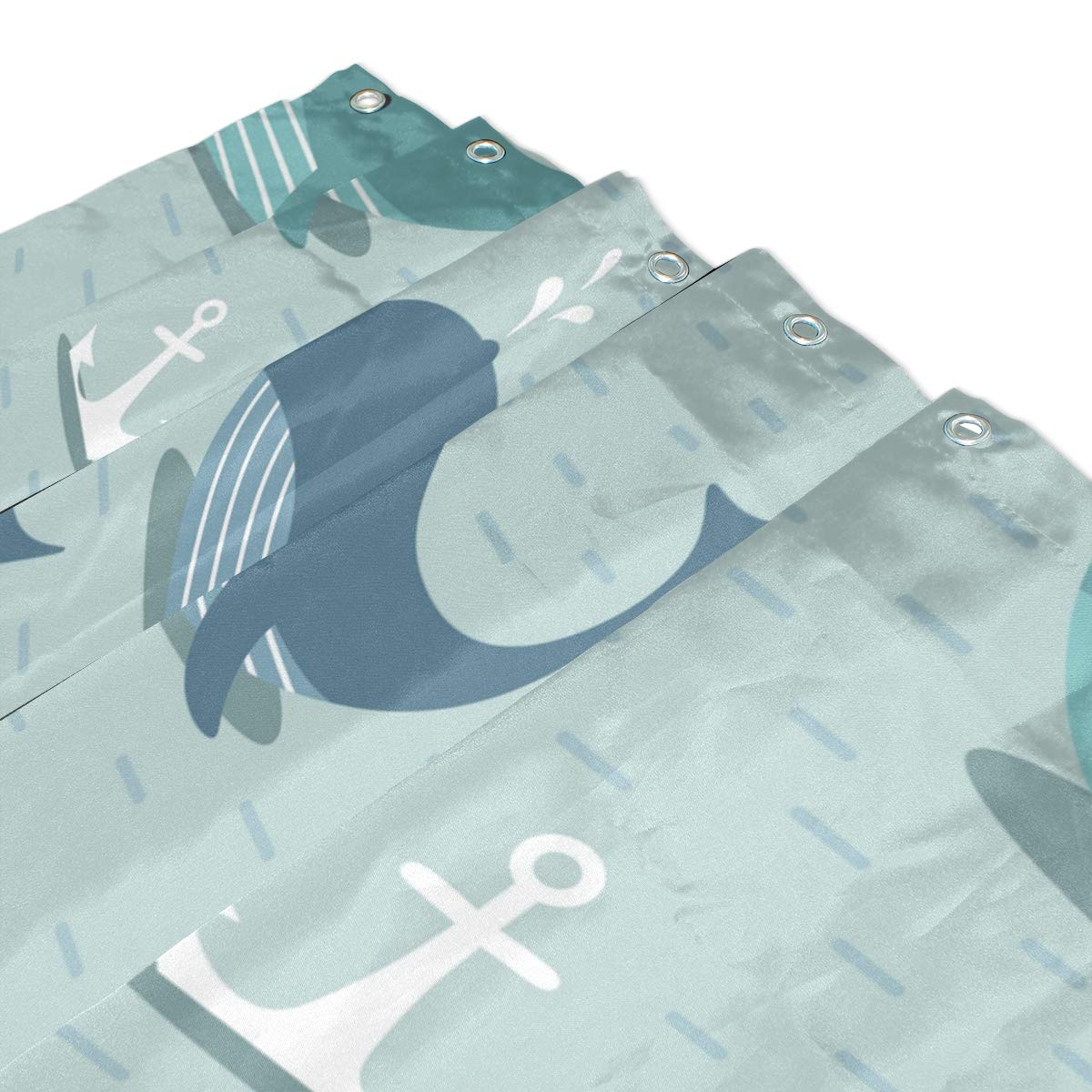 ALAZA Whale Anchor Shower Curtain 72 x 72 Inch - Waterproof Polyester Bathroom Decor with Hooks - Perfect for Nautical Themed Bathrooms & Kids' Rooms