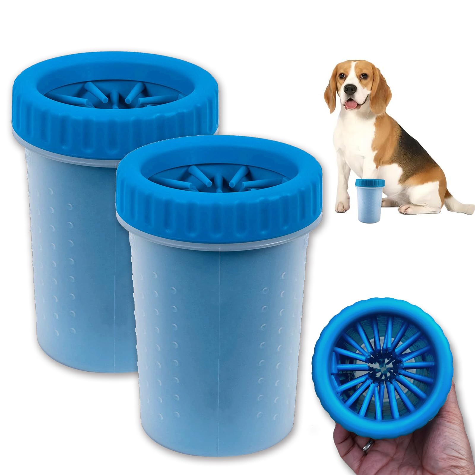 2 Pack Portable Dog Paw Cleaner - Pet Foot Washer for Medium Dogs & Cats - Muddy Buddy Paw Cleaner for Indoor & Outdoor Use - Blue