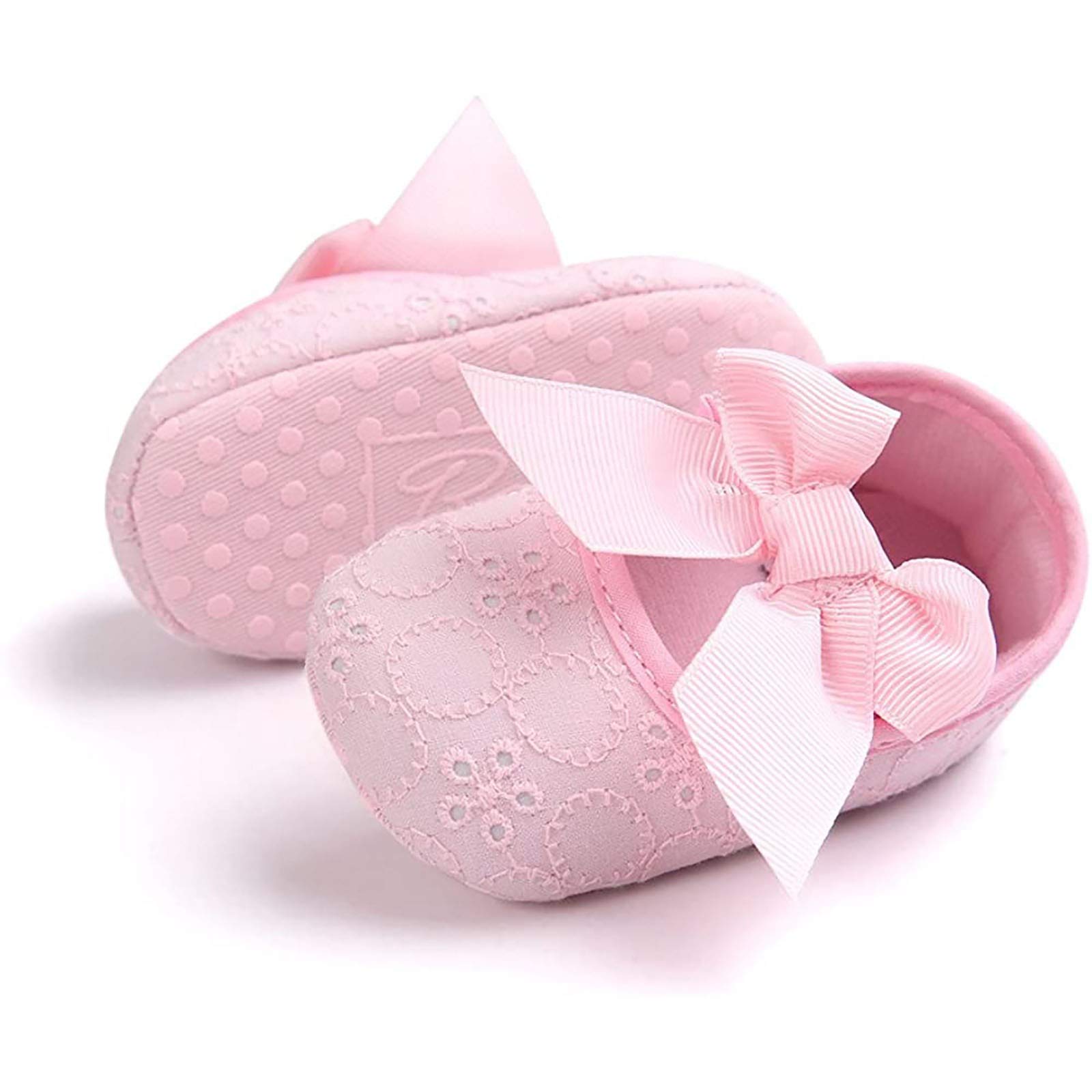 Lykmera Soft Embroidered Bow Princess Baby Shoes for Girls - Pink Toddler Shoes for 6-12 Months | Comfortable First Walking Shoes for Infants, Perfect for Special Occasions & Daily Wear