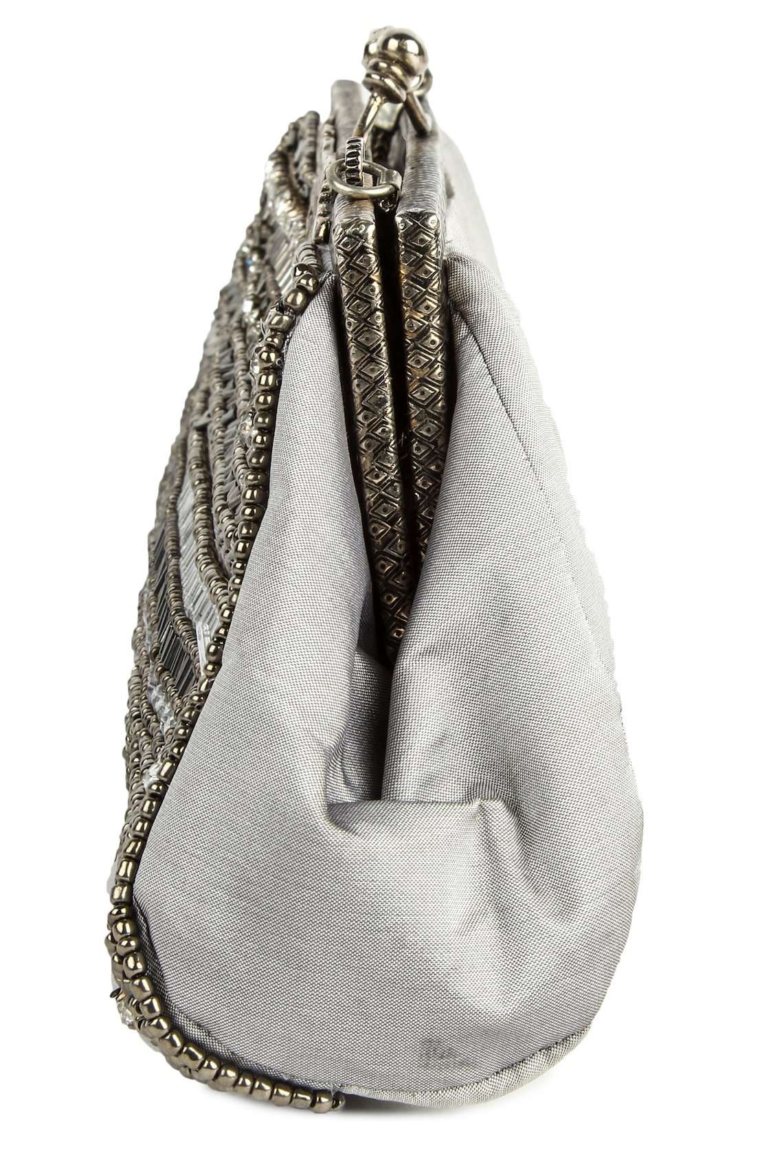 Emily Gray & Silver Brass Frame Evening Bag - Elegant Clutch for Women, Perfect for Parties, Weddings, and Formal Events