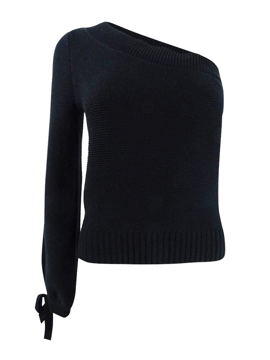 Bar III Becca Tilley Women's One-Shoulder Puff Sleeve Sweater - Trendy Off-Shoulder Knit Top for Date Night & Holiday Parties