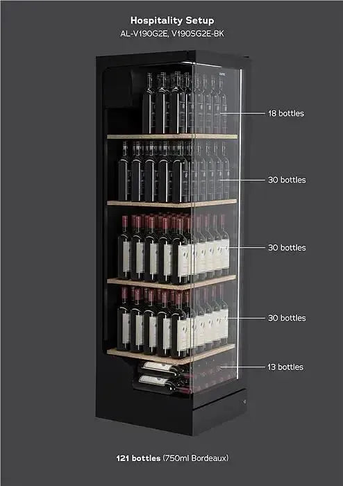 Vintec 198 Bottle Dual Zone Wine Cooler Refrigerator - Black | Freestanding Wine Cabinet for Home Bar, Restaurant & Wine Cellar | Perfect for Wine Storage & Display