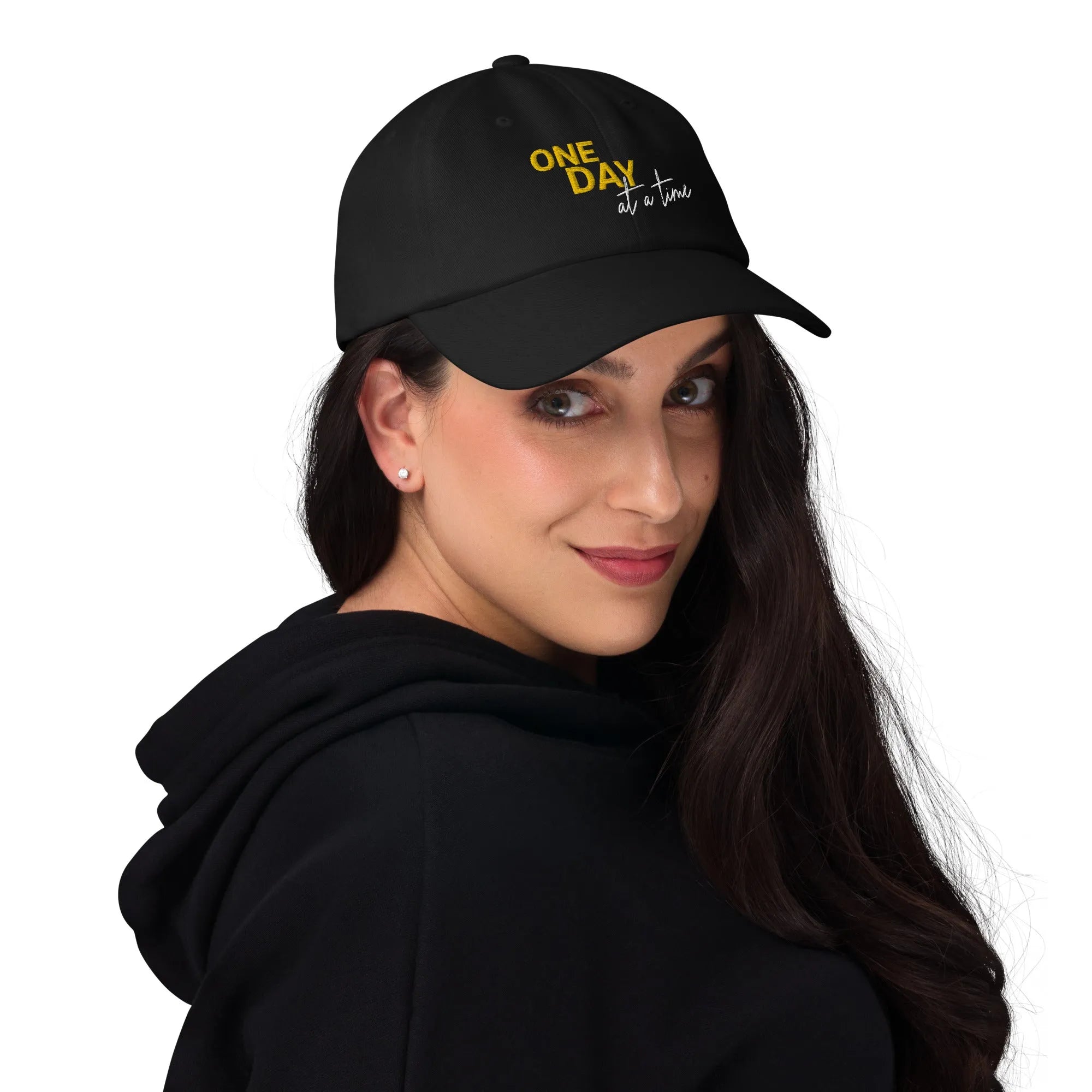 One Day At A Time Embroidered Dad Hat - Adjustable Cotton Baseball Cap for Men & Women - Perfect for Casual Wear, Outdoor Activities, and Daily Fashion