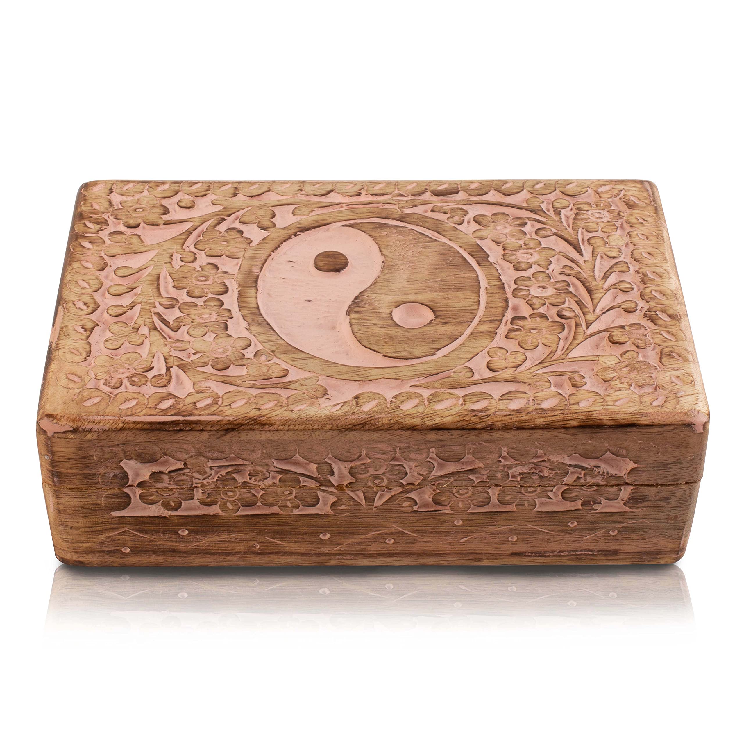 Handmade Decorative Wooden Jewelry Box - Jewelry Organizer & Keepsake Box for Women, Perfect Birthday/Anniversary/Housewarming Gift (Pink) | Watch Storage, Ring Holder & Treasure Chest for Bedroom Vanity & Travel