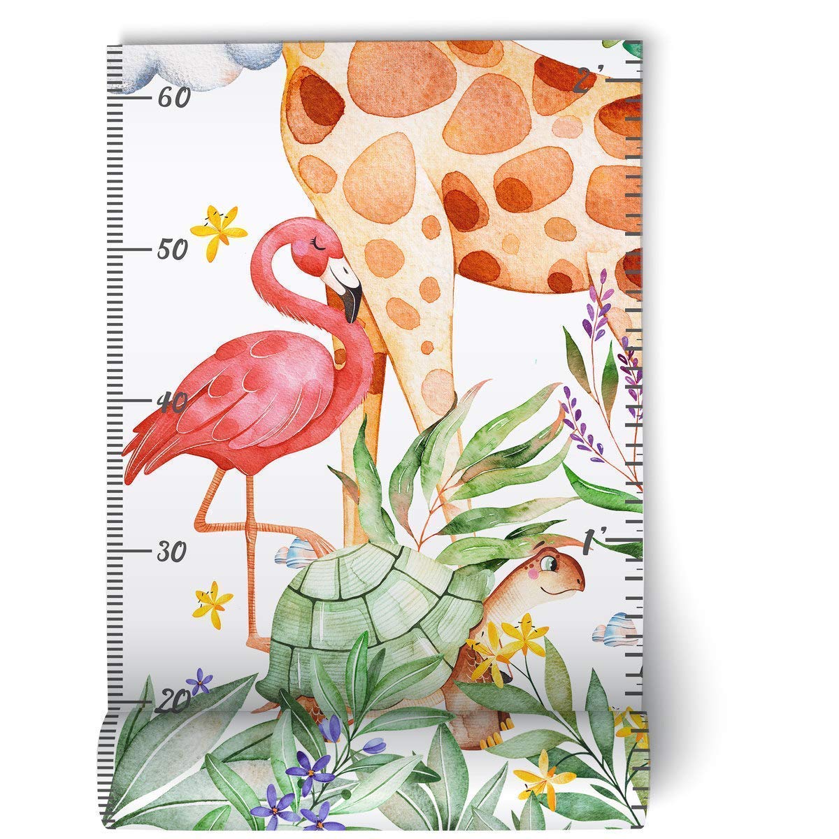 Murwall Tropical Safari Animal Baby Growth Chart Wall Decal - Removable Height Measurement Sticker for Nursery & Kids Room Decor (Perfect for Baby Showers & Birthday Gifts)