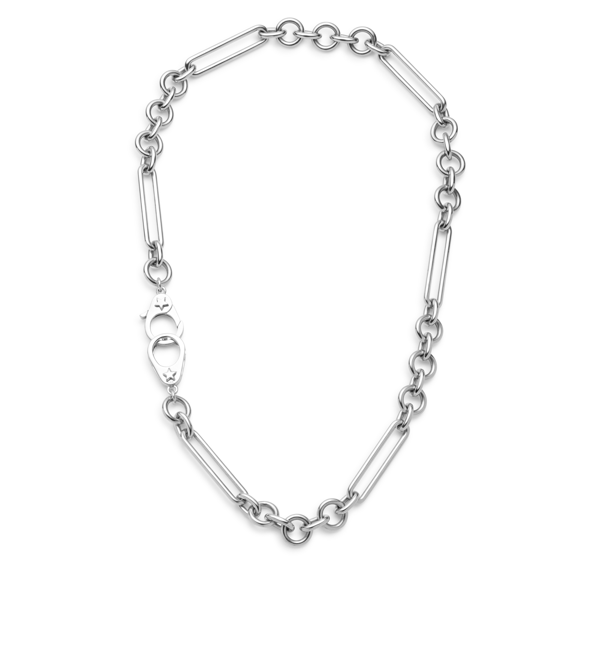 Stylish Sister Hook Midsized Mixed Clip Chain in White Gold - Perfect for Necklaces, Bracelets & Jewelry Making