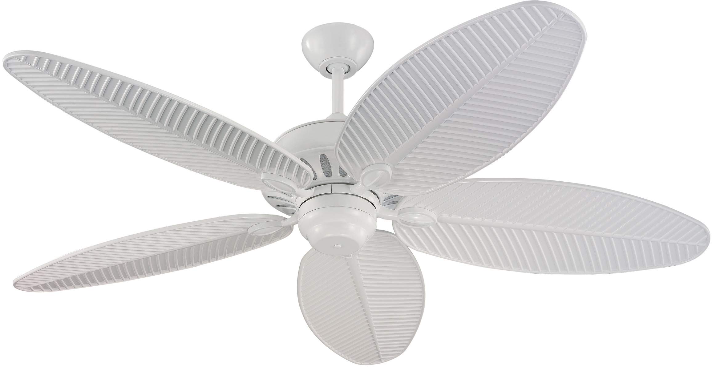 Monte Carlo 5CU52WH 52-Inch Tropical Outdoor Ceiling Fan with Pull Chain - 5 ABS Palm Leaf Blades, White Finish - Perfect for Patio, Porch, and Poolside Areas