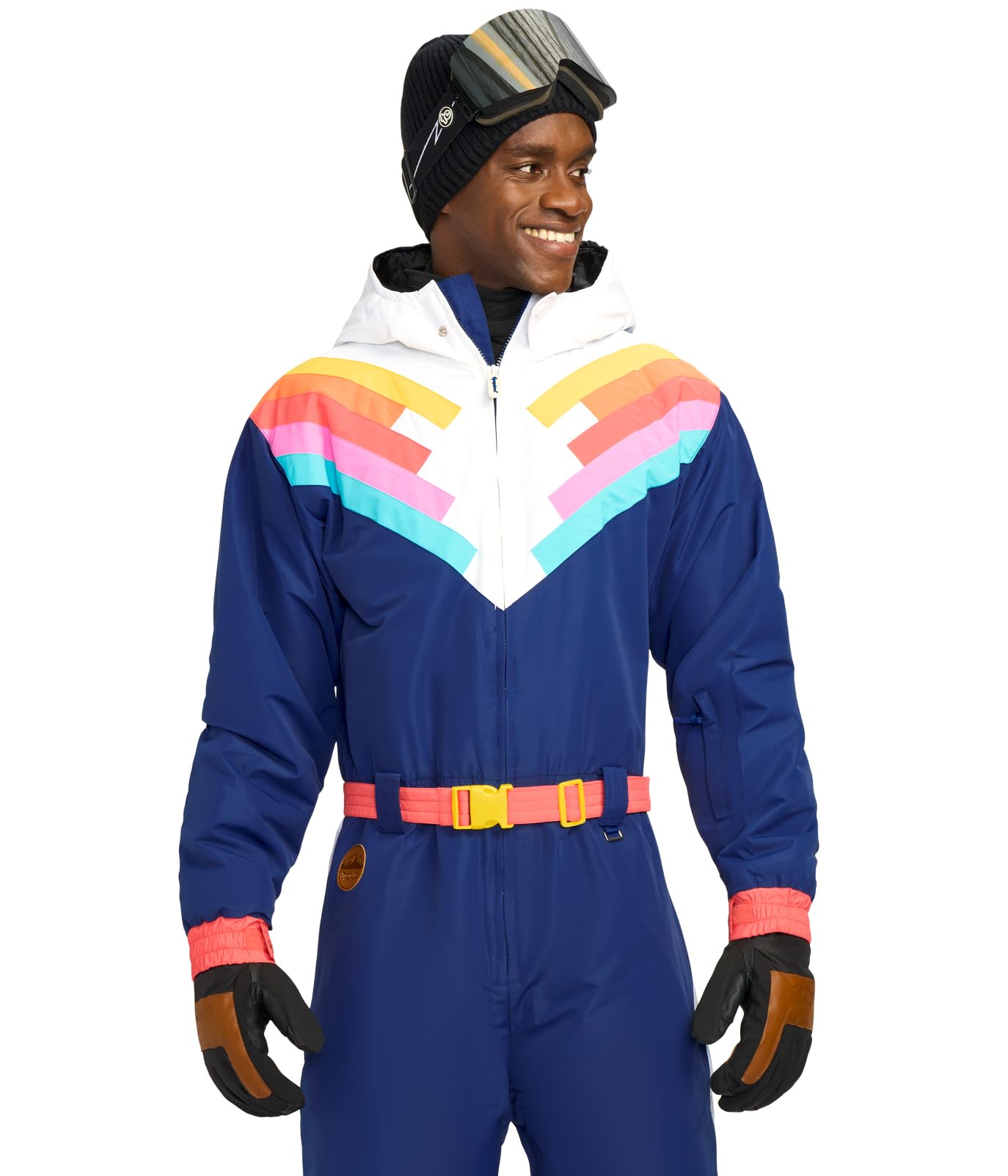 Retro Men's Ski Suits by Tipsy Elves - Bright & Warm One-Piece Snowsuits for Winter - Perfect for Skiing, Snowboarding & Cold Weather Activities