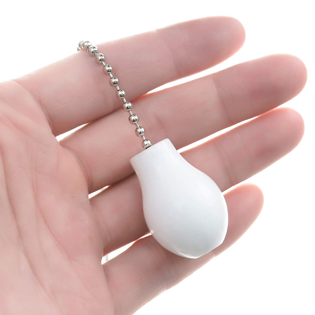 Decorative Ceiling Fan Pull Chain - 12 Inch Silver Tone with White Wood Knob Pendant, Extension Cord for Lighting & Ceiling Fans (Pack of 2) - Perfect for Bedroom, Living Room & Home Decor