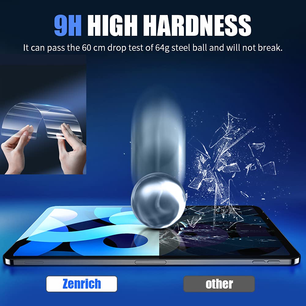 ZenRich [2-Pack] 9H Tempered Glass Screen Protector for iPad Air 5th/4th Gen 10.9