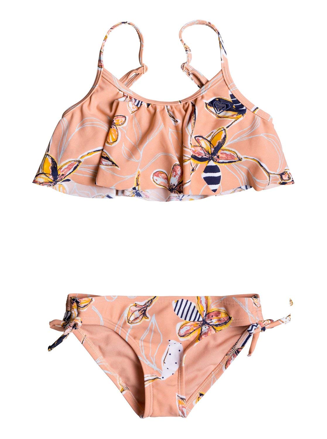 Roxy Girls' Let's Flutter Swimsuit Set - Cute Floral Print Two-Piece Bathing Suit for Kids | Perfect for Beach Vacations, Pool Parties & Summer Adventures