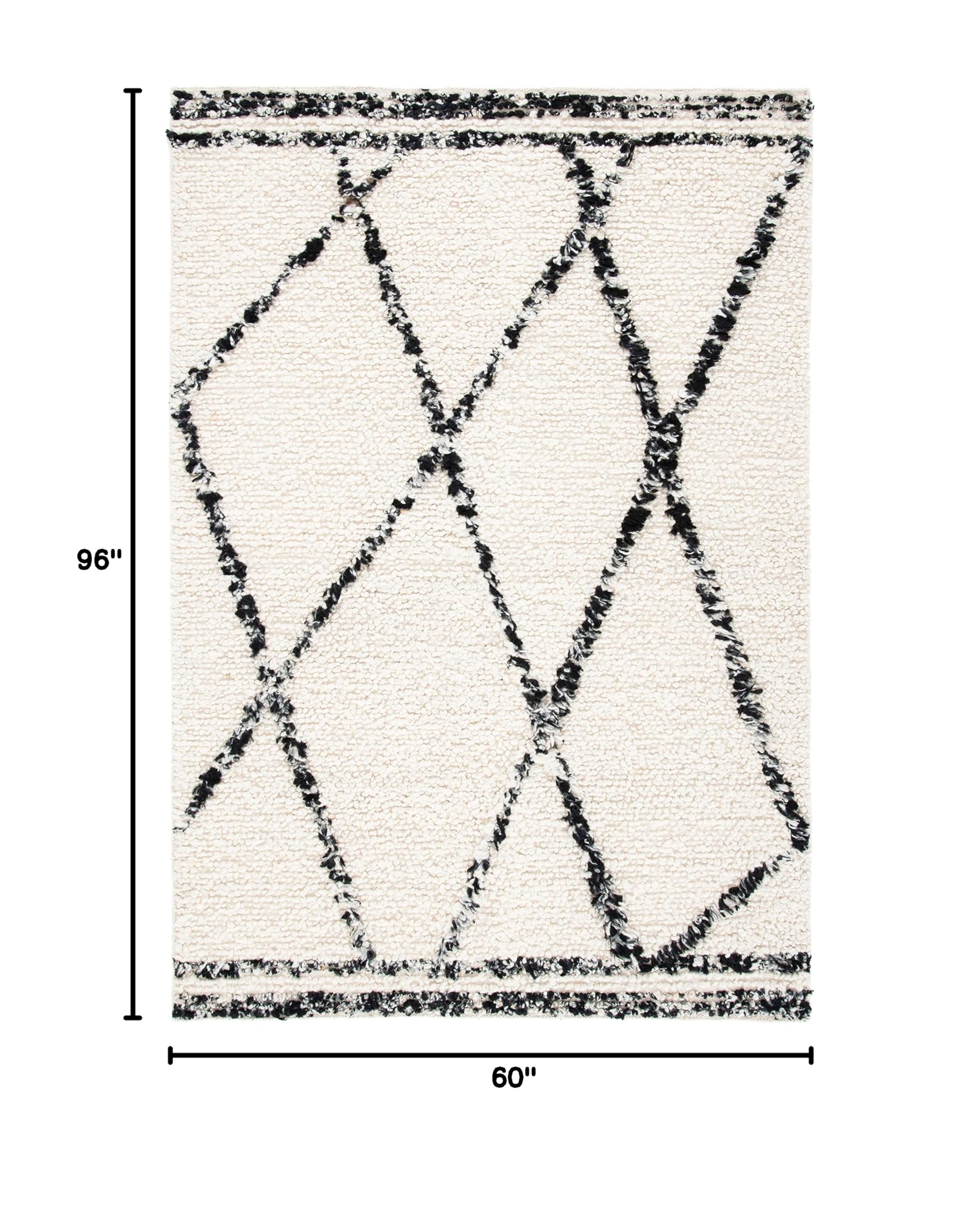 SAFAVIEH Manhattan Collection 5' x 8' Ivory Black MAN352A Handmade Premium Wool Area Rug for Living Room, Dining Room, Bedroom - Soft & Durable Floor Decor for Home & Office