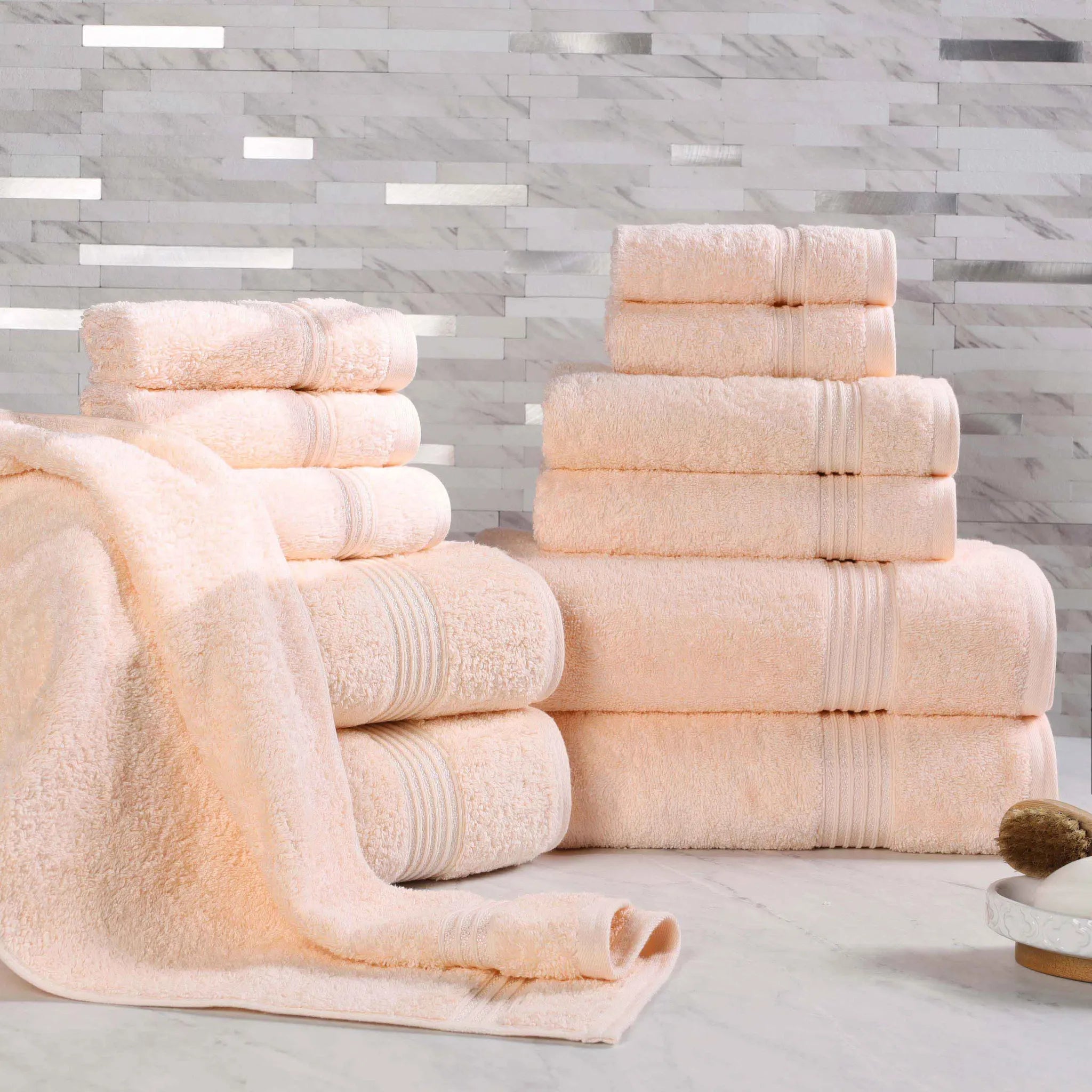 Premium 12-Piece Egyptian Cotton Towel Set - Ultra Soft, Highly Absorbent Bath & Beach Towels for Luxury Spa, Hotel, and Home Use