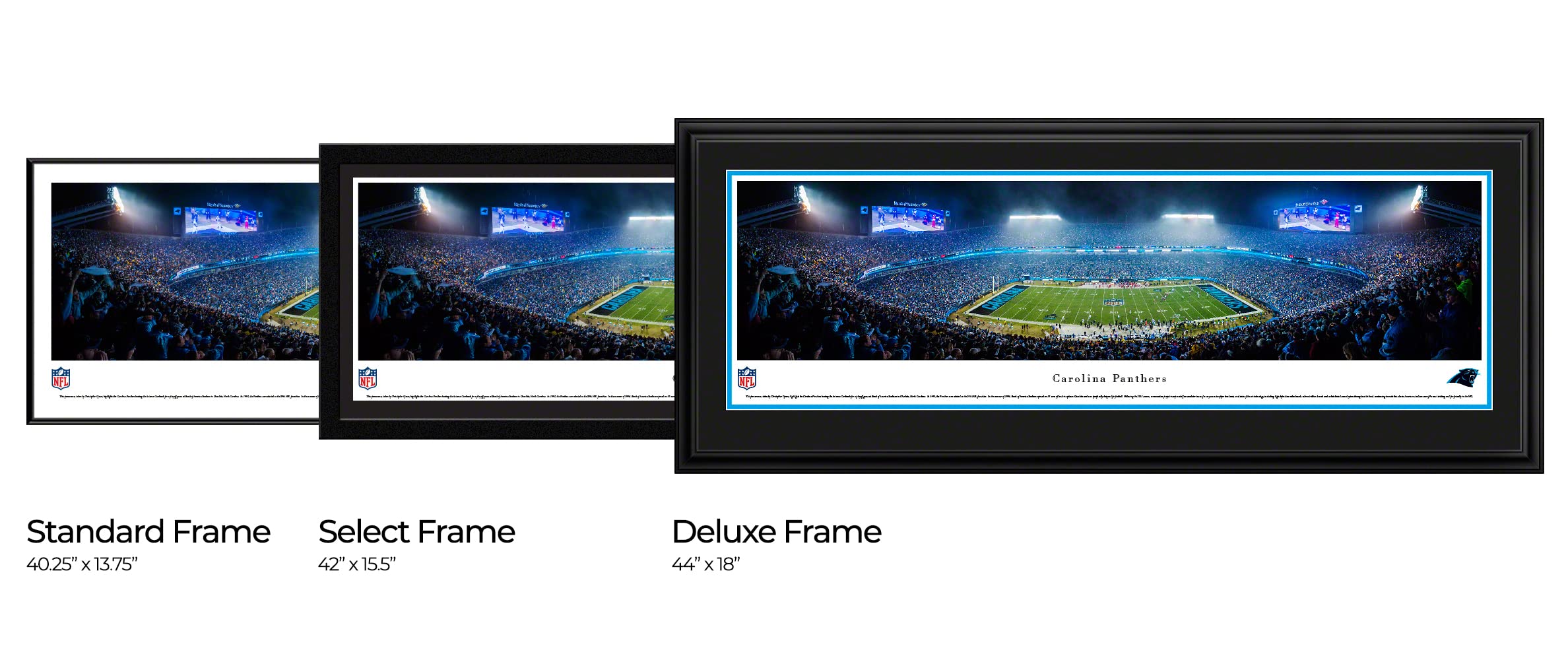 Carolina Panthers NFL 50-Yard Line Panoramic Poster - Blakeway Panoramas - Perfect for Game Room, Man Cave, or Sports Fan Gift