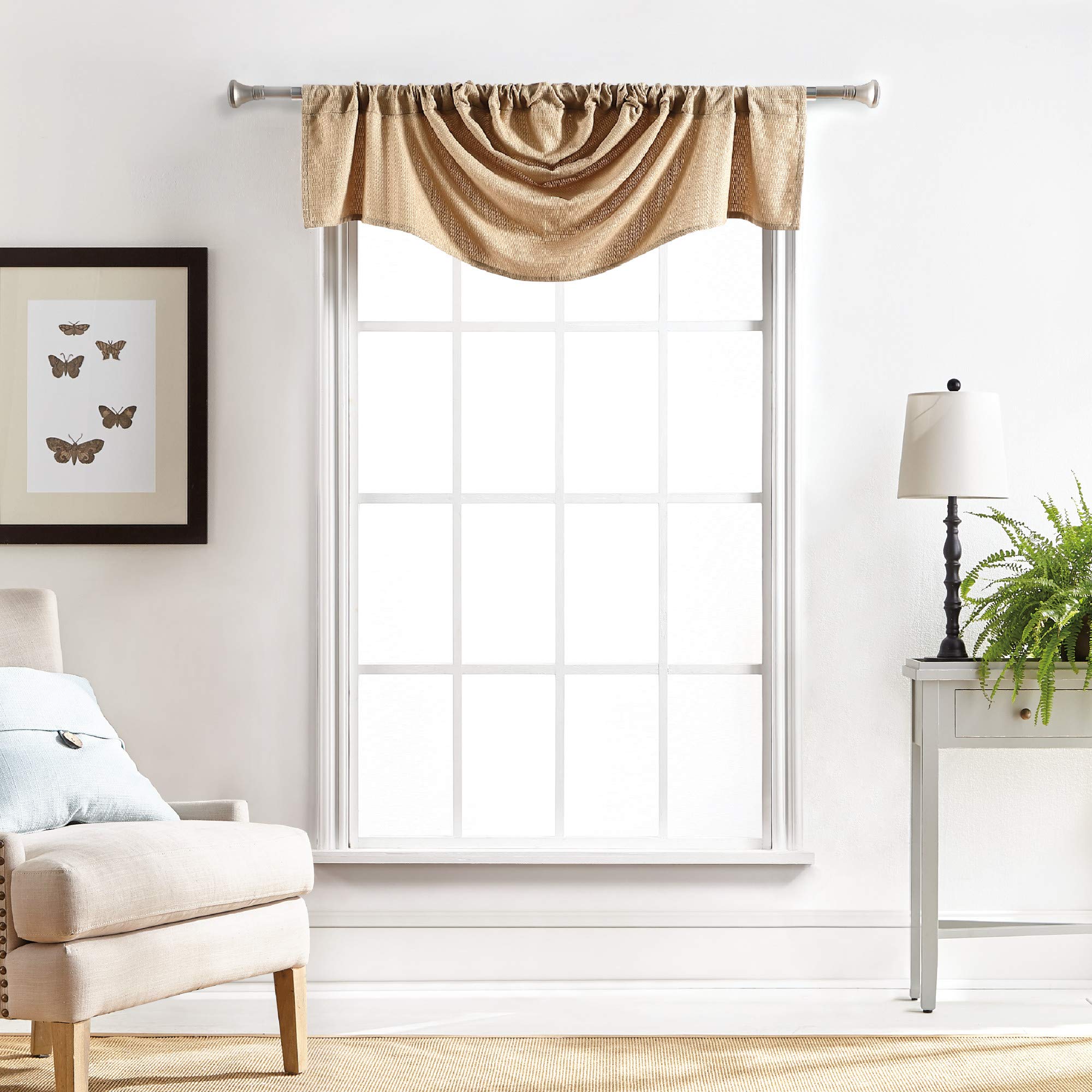 Martha Stewart Chenille Stitch Trumpet Valance in Camel - Elegant Window Treatment for Living Room & Bedroom Decor