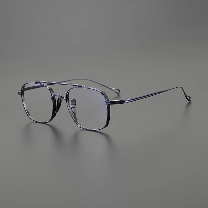 Stylish Black Unisex Titanium Square Eyeglasses with Double Bridge - K9501 | Perfect for Work, Reading & Fashion Accessories