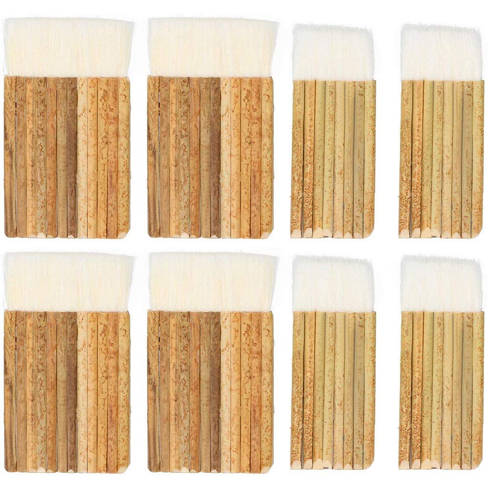 8 PCS Hair Hake Brush Set with Bamboo Handle - Professional Kiln Wash, Watercolor, Ceramic & Pottery Painting Brush - Perfect for Dust Cleaning & Art Studio Use