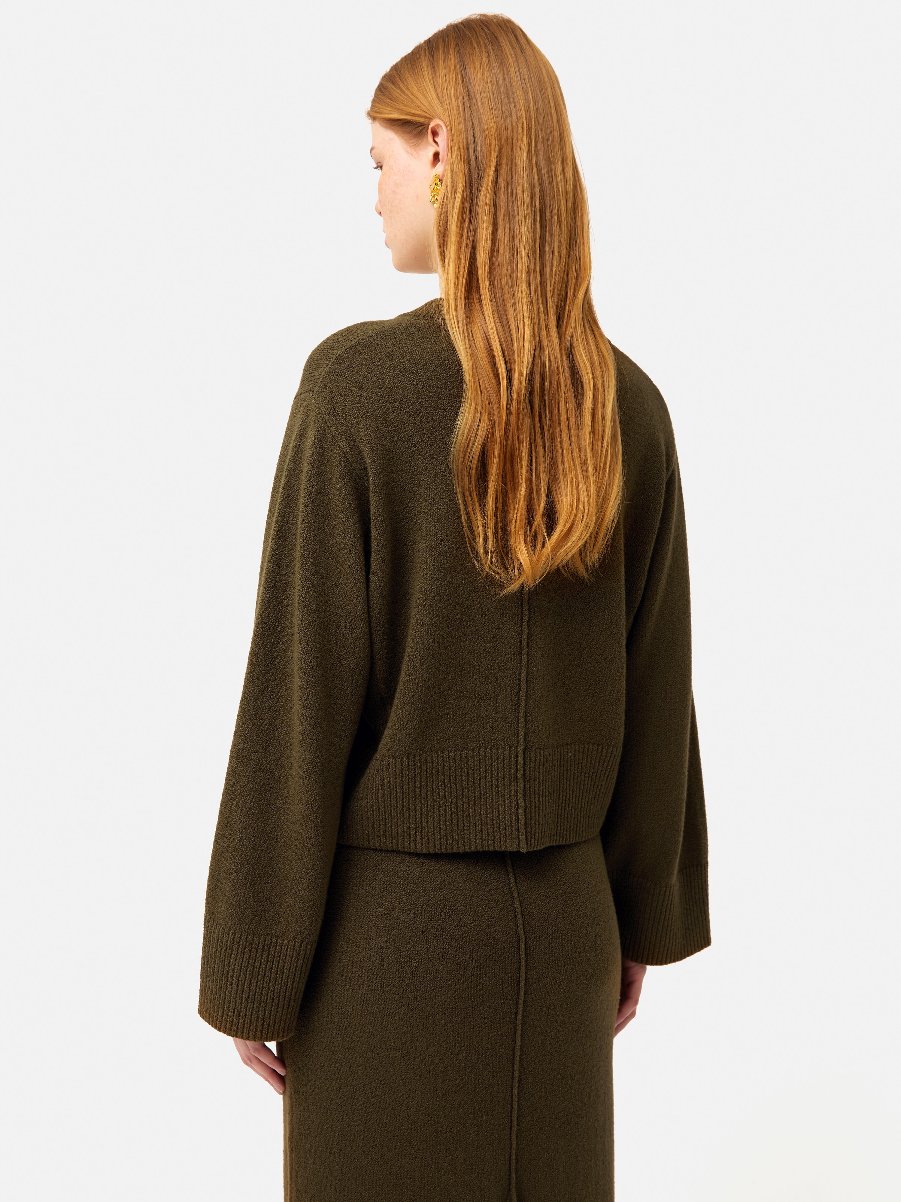 Khaki Wide Sleeve Jumper for Women - Comfortable Oversized Pullover Sweater for Casual Wear, Fall & Winter Fashion