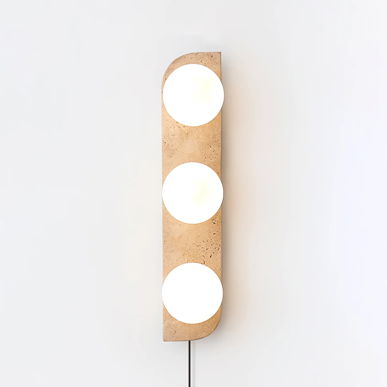 Elysian Travertine Plug-in Wall Sconce - Modern Plug in Wall Light Fixture for Bedroom, Living Room & Hallway Lighting Decor