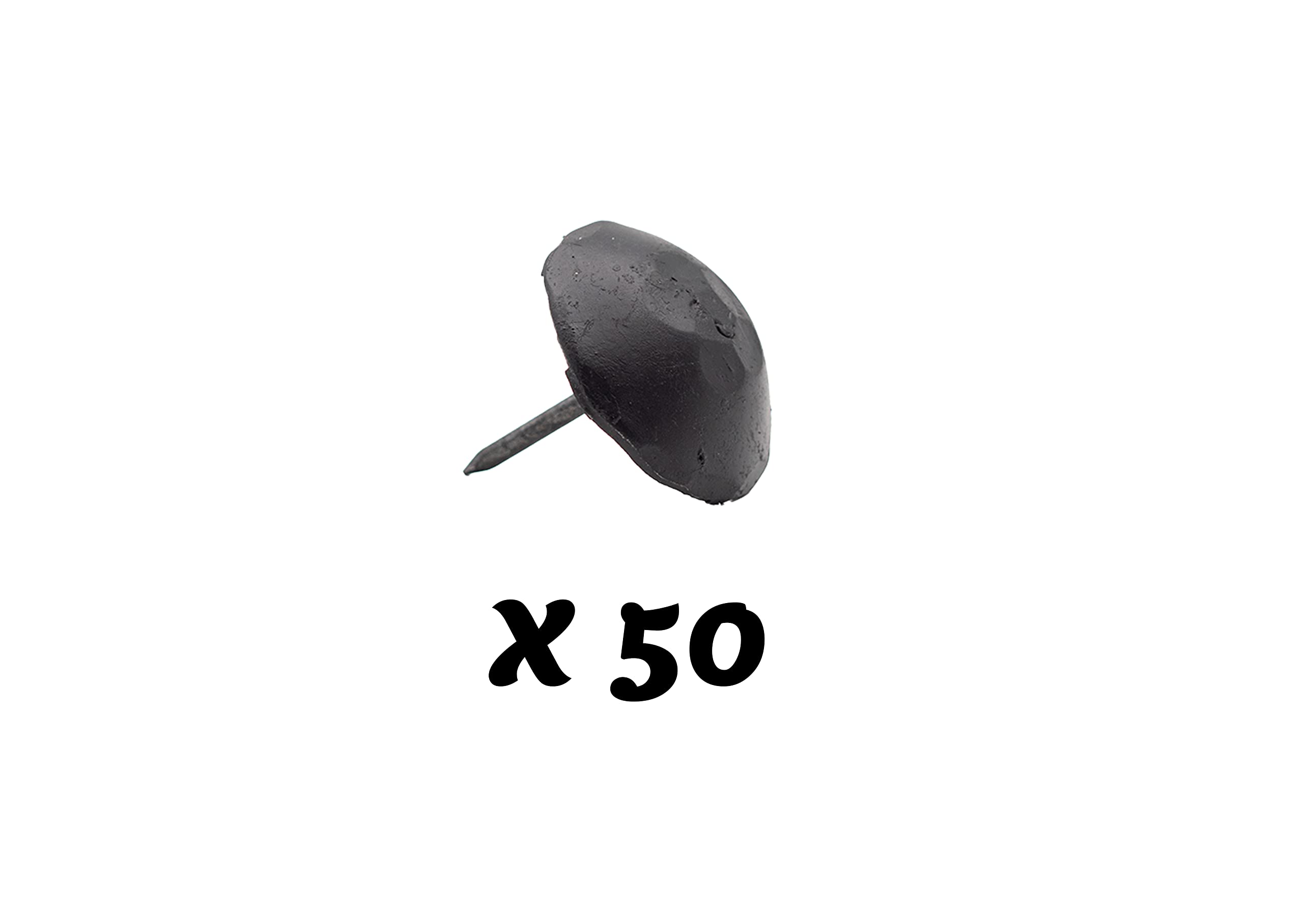 50-Pack Rustic Clavos Decorative Nail Heads - Hand Forged Hammered Iron Nails with Matte Black Finish - 1 Inch Round Furniture Tacks for Gates, Barn Doors, Cabinets & Shutters - Perfect for DIY Home Decor and Rustic Furniture Projects