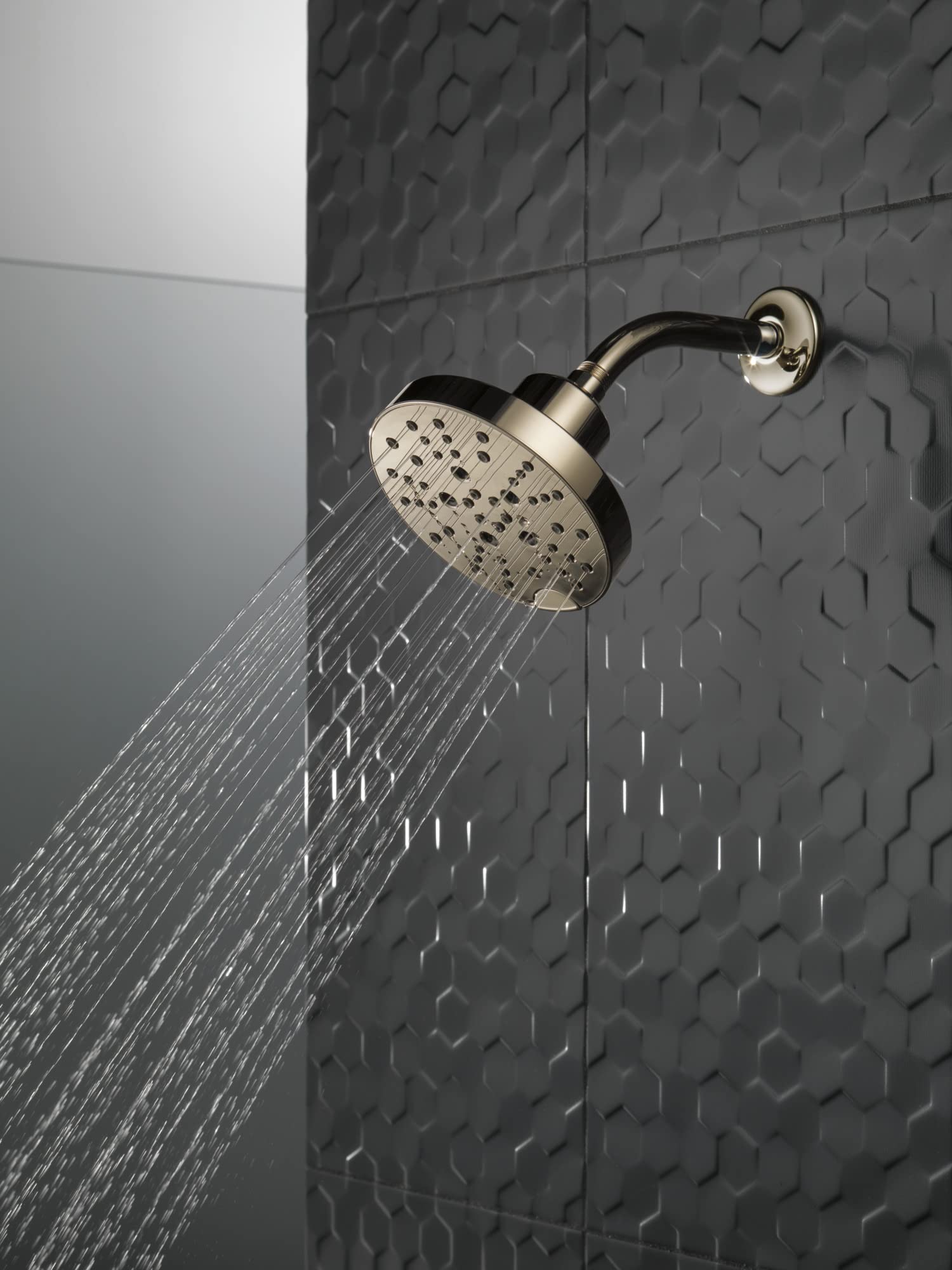 Delta 5-Spray Shower Head with H2Okinetic Technology - Polished Nickel Raincan Shower Head - 1.75 GPM Water Saving - Round Design for Modern Bathrooms - Perfect for Spa-Like Shower Experience at Home
