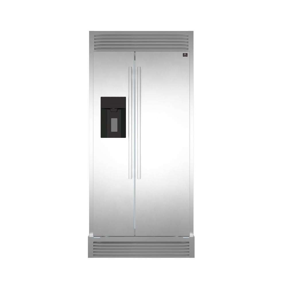 **Forno Salerno 36 Inch Stainless Steel Side by Side Refrigerator with External Water & Ice Dispenser & Trim Kit (FFRBI1844 40SG) – Perfect for Modern Kitchens & Open-Concept Living Spaces**