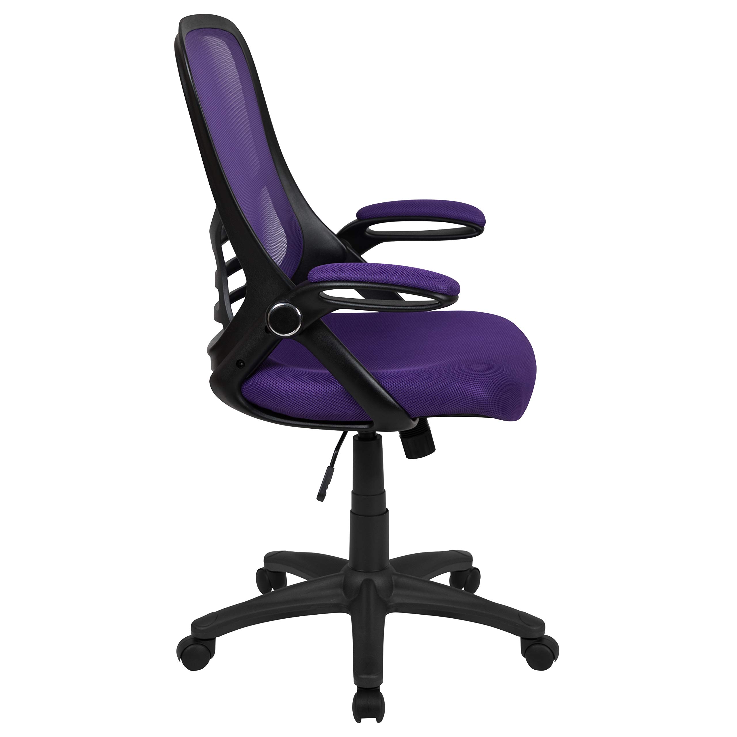Ergonomic High Back Purple Mesh Office Chair with Black Frame & Flip-Up Arms - Perfect for Home Office, Gaming & Workspace Comfort