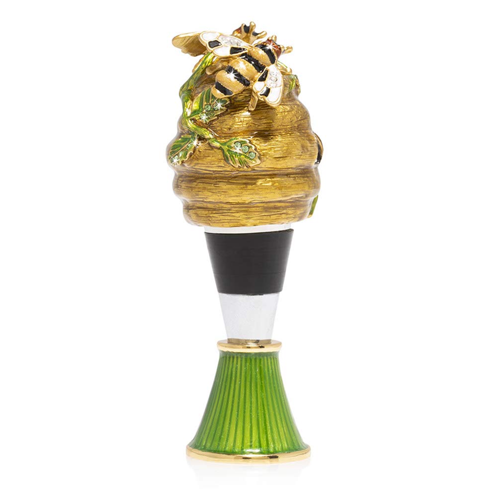 Jay Strongwater Mead - Elegant Beehive Wine Stopper and Stand Set for Wine Lovers, Perfect for Gifts, Home Decor, and Wine Accessories Collection