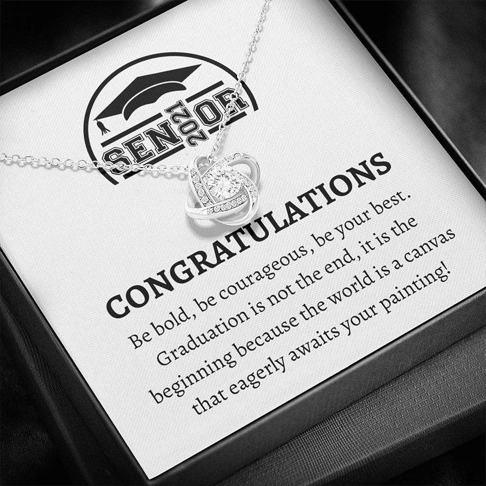 Personalized Graduation Jewelry Gift - Love Knot Necklace for Her | 2021 Graduation Gift, Senior Graduation Present, Congratulations Grad Keepsake | Perfect for Graduation Ceremonies, Parties & Special Occasions