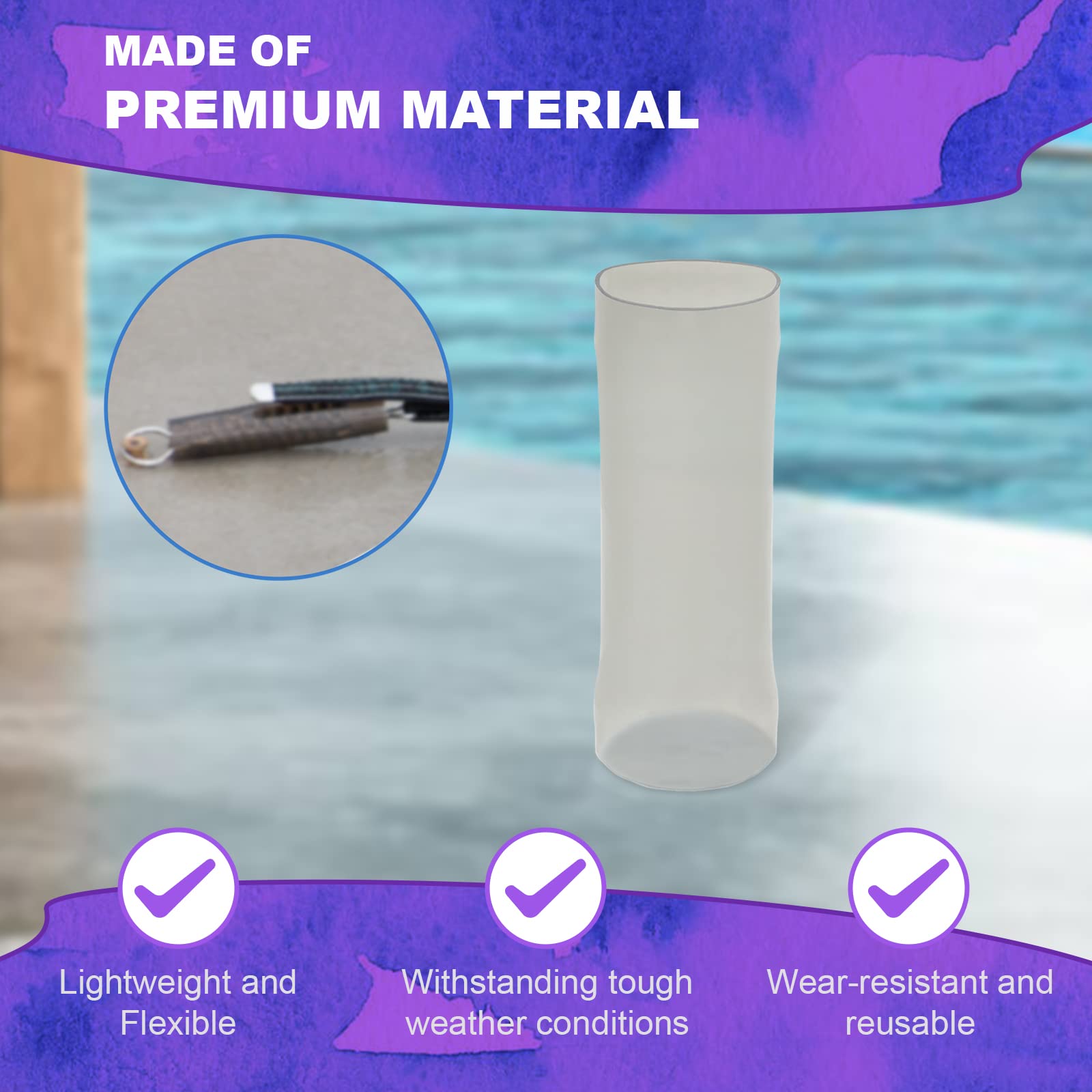 Poolzilla 10 Pack Vinyl Sleeves for Pool Safety Cover Springs - Protect Springs and Decks from Scratching - Ideal for Inground Pool Maintenance