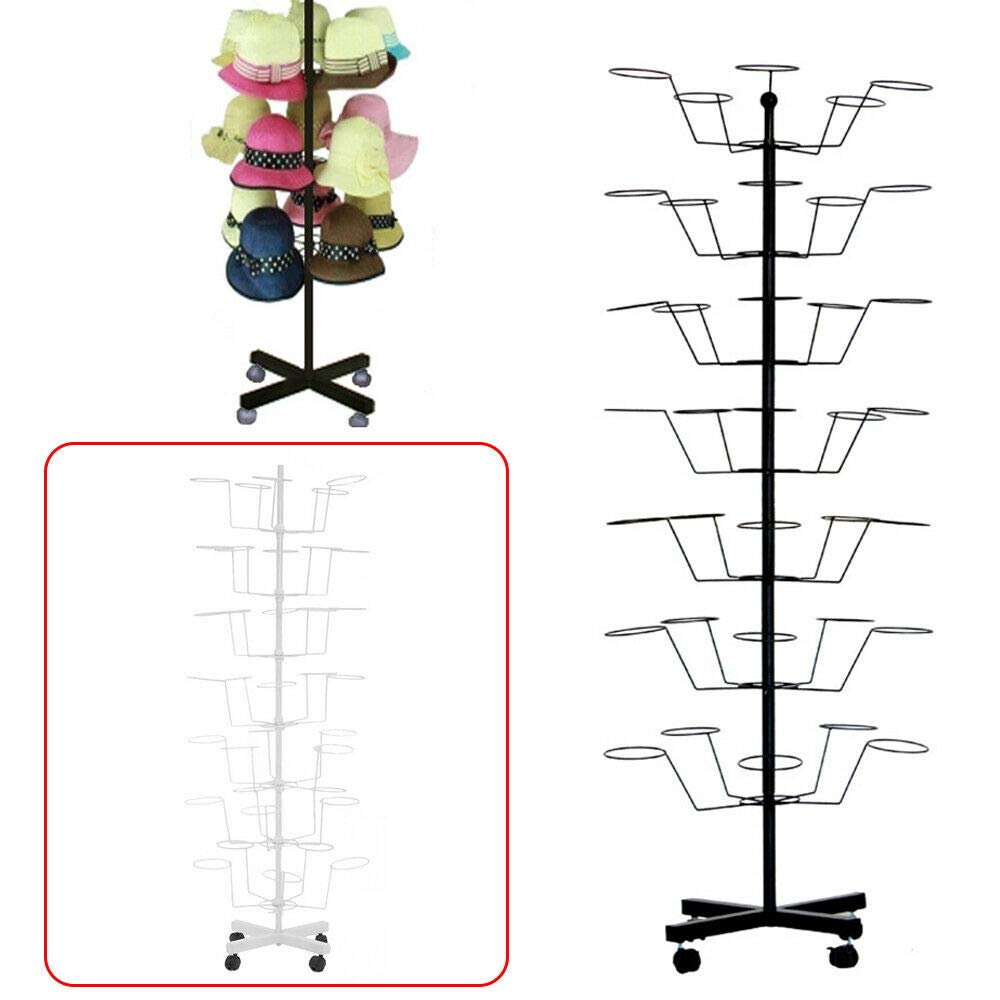 7-Tier Adjustable Metal Hat Rack with 35 Hooks - Space Saving Hat Organizer for Cowboy Hats & Accessories - Perfect for Garage, Retail Store & Home Storage (White) | Ideal for Organizing Men's & Women's Hats in Bedrooms, Entryways & Closet Spaces