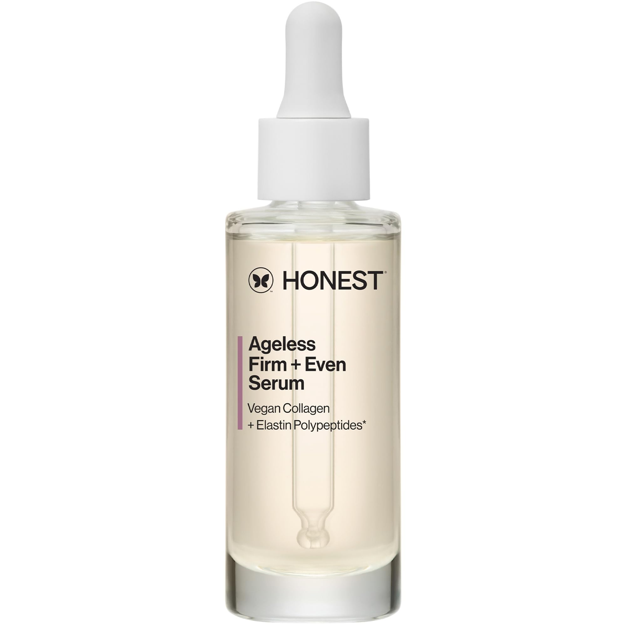 Honest Beauty Ageless Firm & Even Serum with Vegan Collagen & Elastin Polypeptides - Firming & Brightening Face Serum for Youthful Skin - Fragrance Free, EWG Verified, Vegan, Cruelty-Free (1 fl oz) - Perfect for Daily Skincare Routine & Anti-Aging Treatment