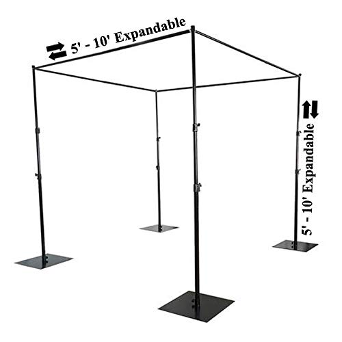 10 ft Adjustable 4-Post Canopy Chuppah Mandap Hardware Kit - Outdoor Wedding Arch, Photo Booth Backdrop, Garden Party Decor for Ceremonies & Events