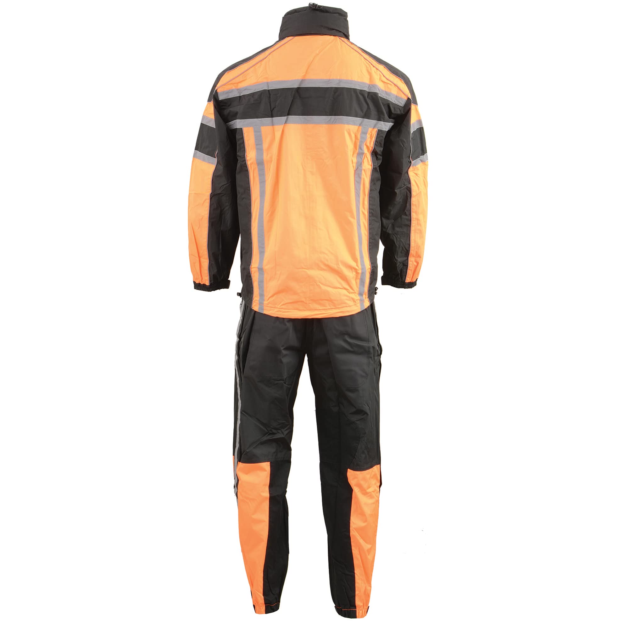 Milwaukee Leather SH233102 Men's Waterproof Rain Suit - Black & Orange Reflective Safety Gear for Motorcycle Riding, Construction Work & Outdoor Activities