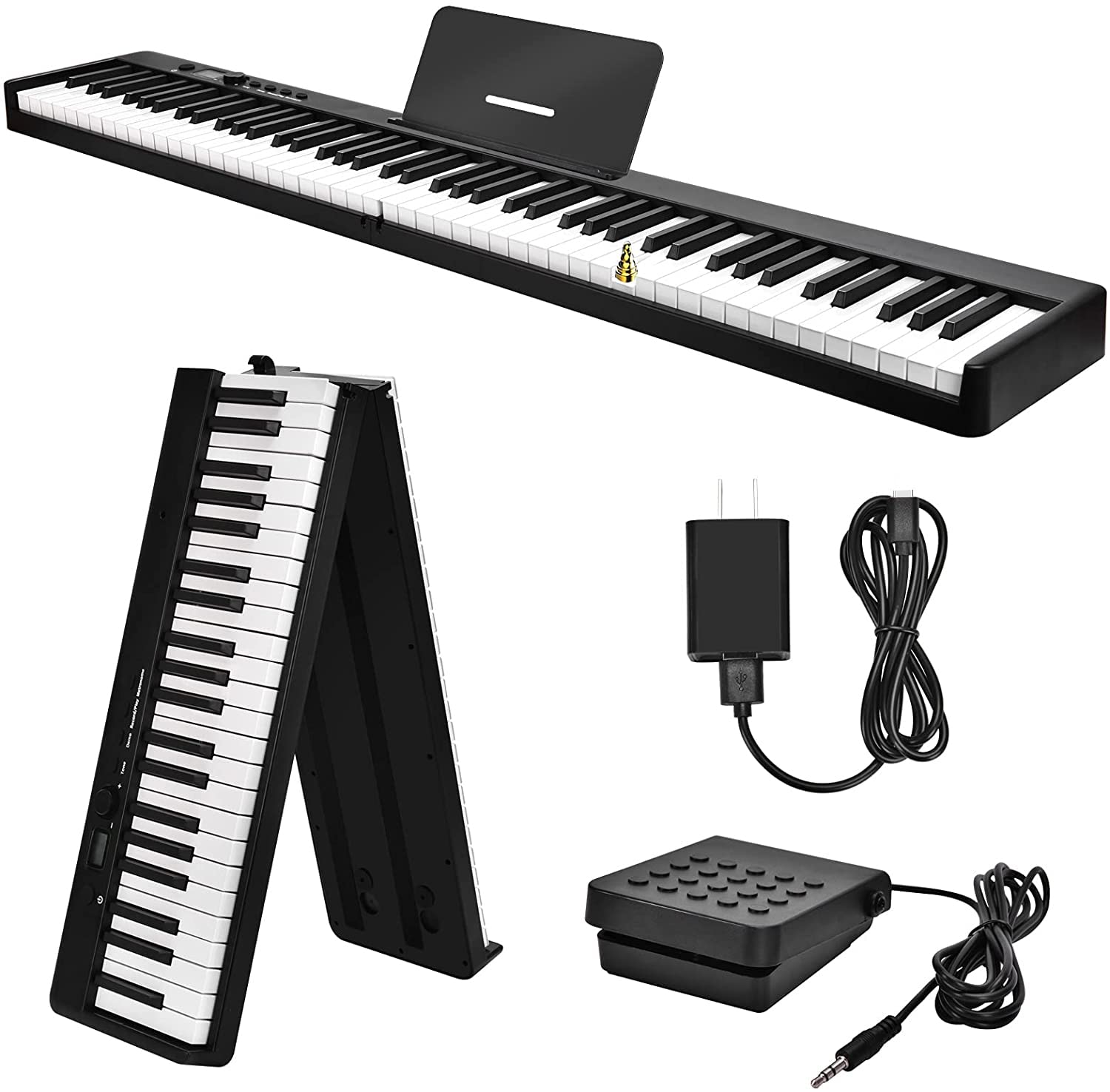 iMeshbean 88-Key Foldable Digital Piano - Full Size Semi-Weighted Keyboard with Sustain Pedal & Carrying Bag (Black) | Portable Electric Piano for Beginners, Home Practice, Travel & Small Spaces