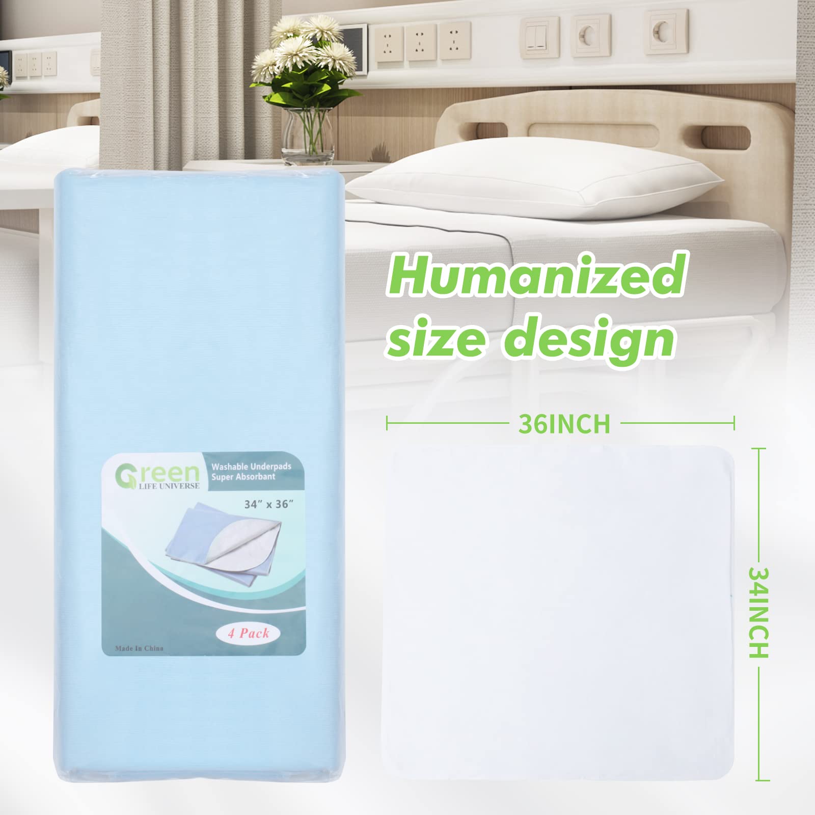 12 Pack Washable Reusable Waterproof Underpads for Dogs & Adults - 34