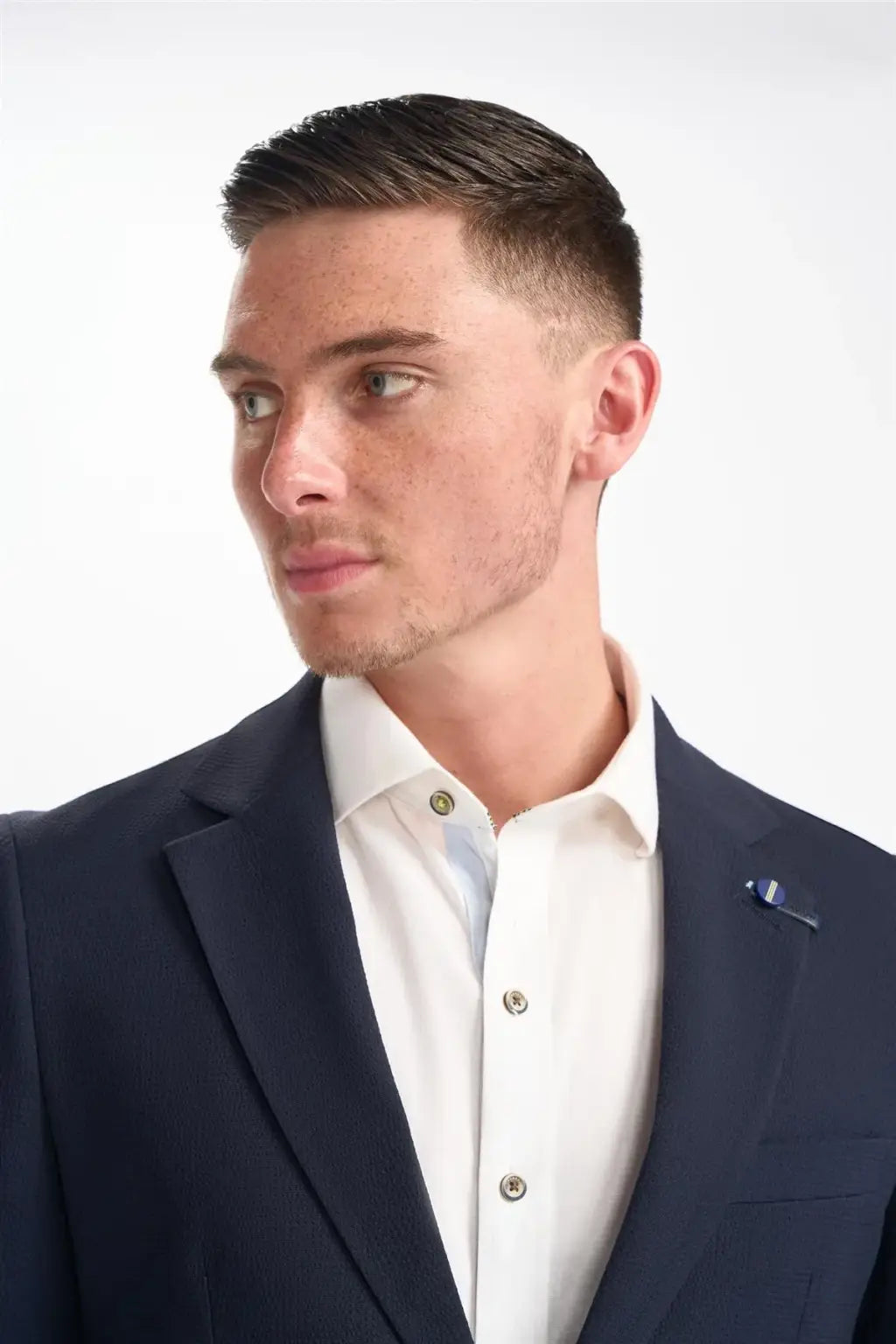 Cavani Men's Siren Seersucker Navy Blazer - Lightweight Summer Sport Coat for Weddings, Business & Outdoor Events