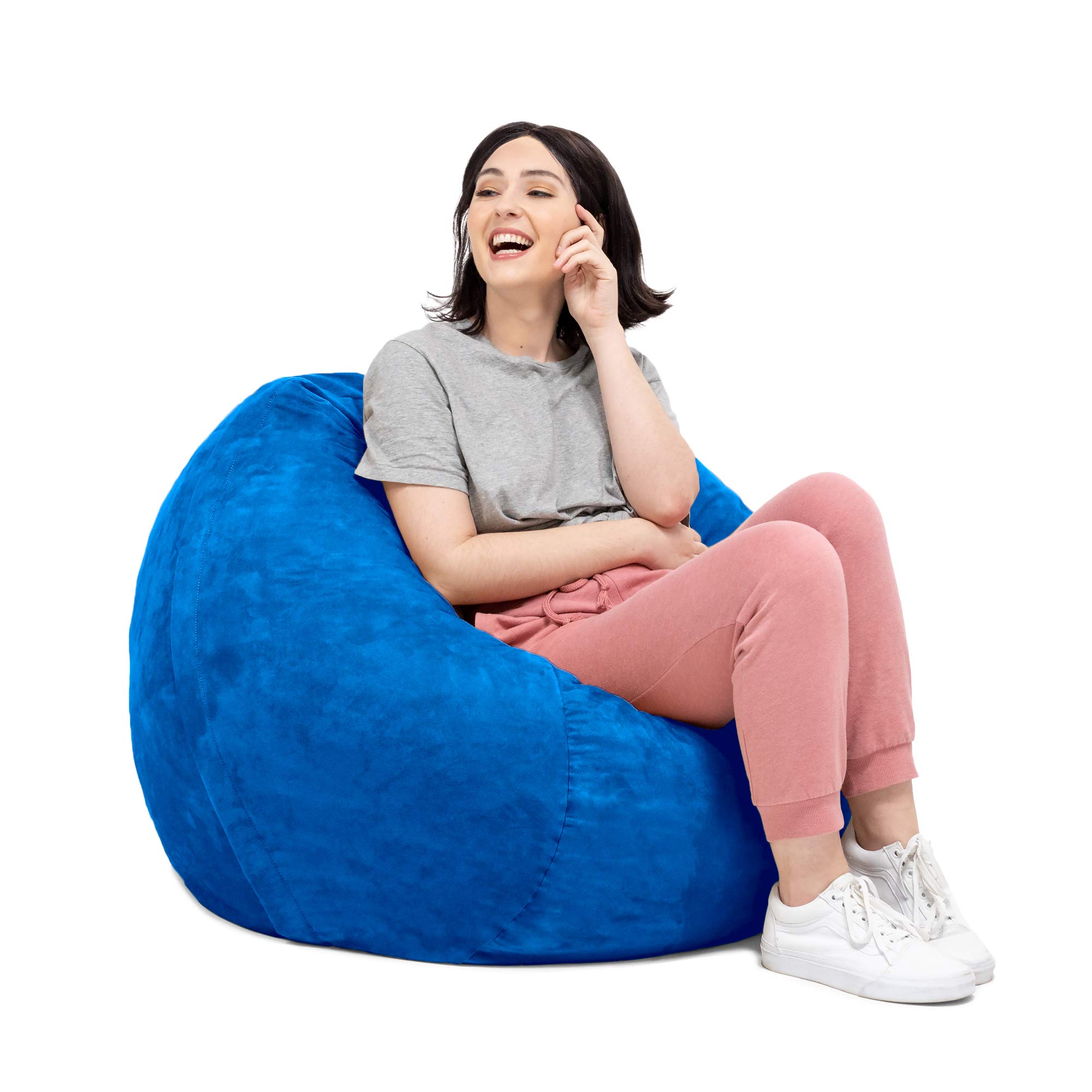 Jaxx 3 ft Bean Bag Chair with Removable Cover - Blueberry Blue - Comfortable Lounge Chair for Kids & Adults - Perfect for Bedroom, Living Room, Dorm & Game Room