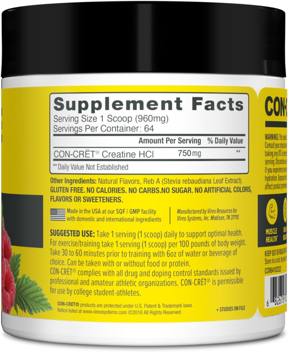 CON CRĒT Creatine HCL Powder - Premium Creatine Hydrochloride Supplement for Muscle Growth & Strength - Ideal for Athletes, Bodybuilders & Fitness Enthusiasts - Pre & Post Workout Performance Booster